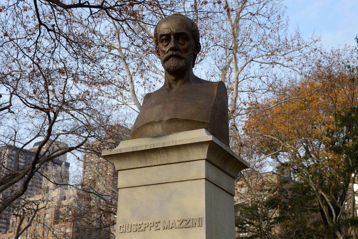 17B Bust of Italian Patriot Giuseppe Mazzini By Giovanni Turini In Central Park West Drive at 67 St